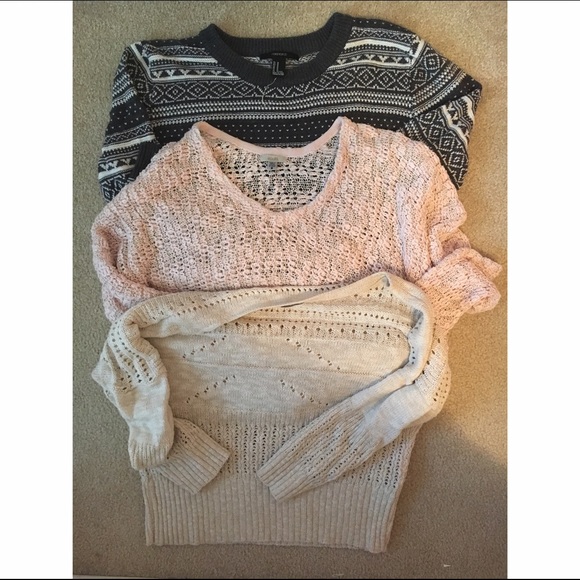 Sweater Bundle: Light Pink, Beige, and Printed