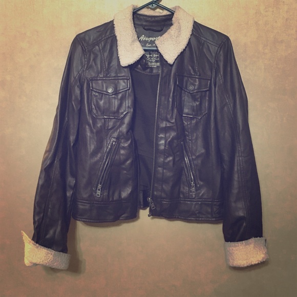 Brown faux leather Aeropostale jacket