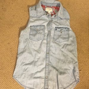 light wash denim tank button up shirt