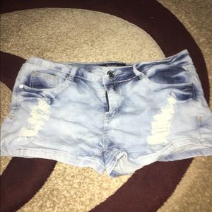 Light wash denim shorts