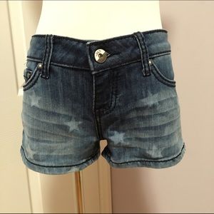 Printed Denim Shorts