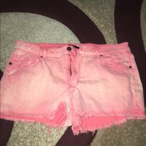 Coral jean shorts