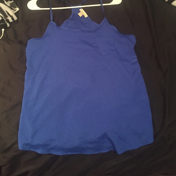 Blue racer back tank top