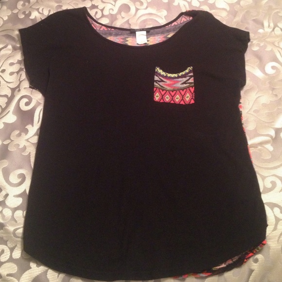 Black Shirt with Aztec pattern