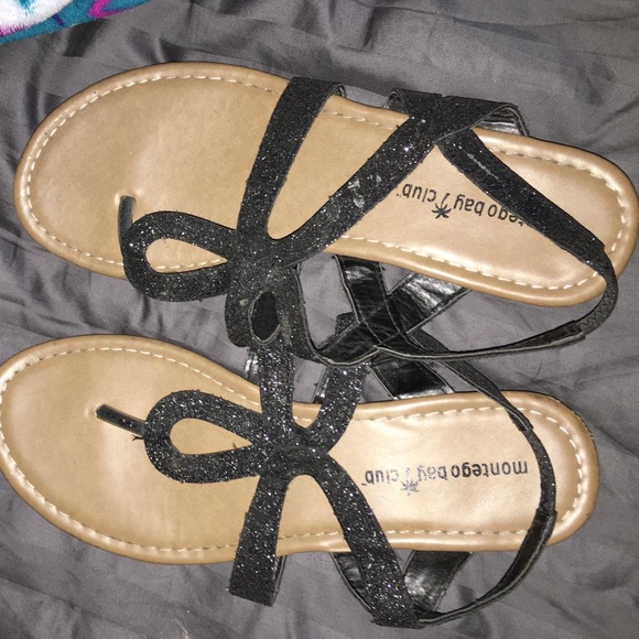 black sparkle sandals