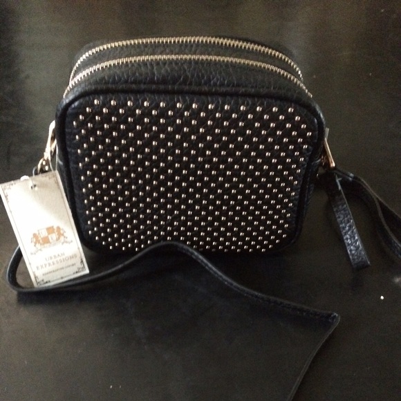 NWT Urban Expressions Gold Studs Black Leather Bag