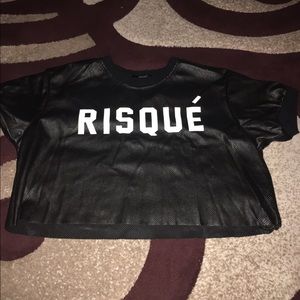 Black Pleather Crop Top