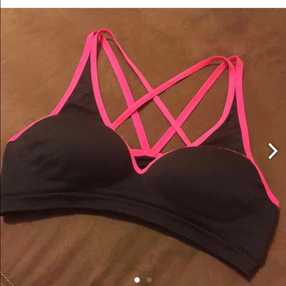 PINK strappy push up sports bra