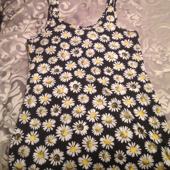 Black Flower Tank Top