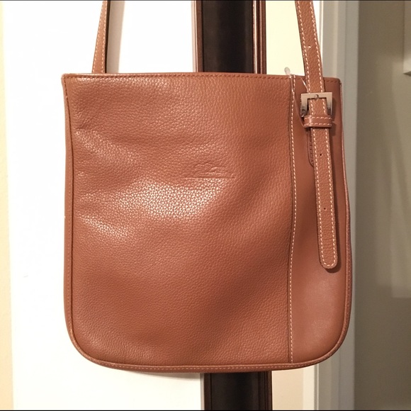 Longchamp brown leather cross body 9 x9.5 inches