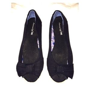 NWOT American Eagle Black Bow Flats