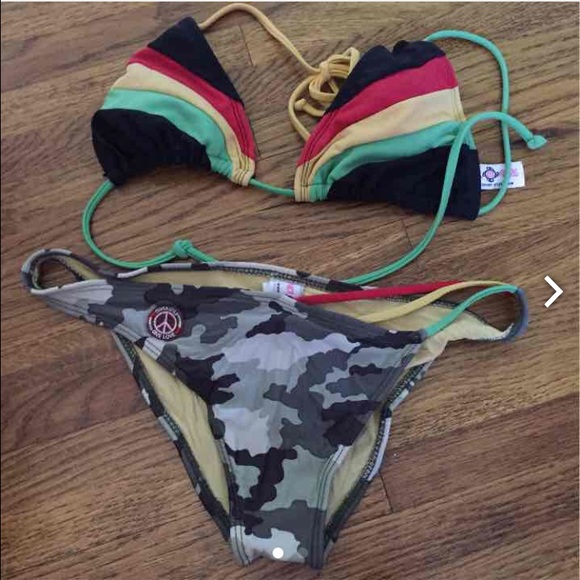 rasta camo bikini 7 dollars on merc