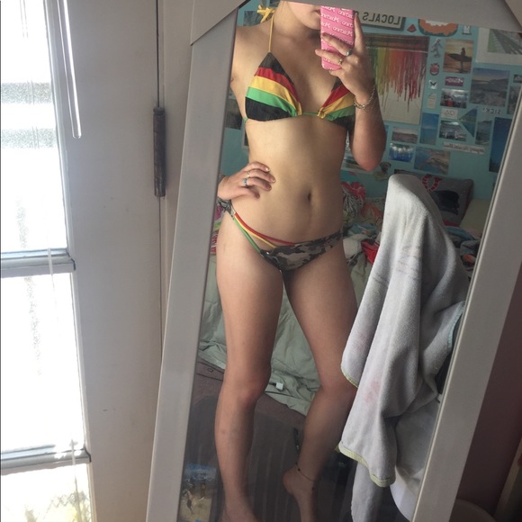 f21 yellow orange pink bikini $6 on merc! - Picture 3 of 4