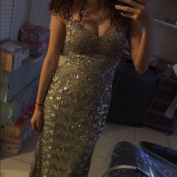 Silver and gold beautiful prom dress