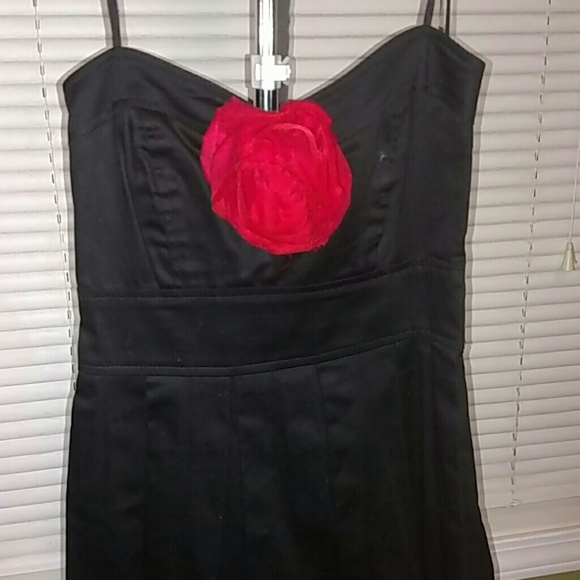 Judith March black dress with red rose