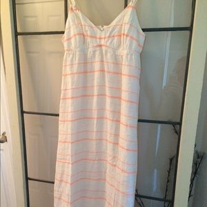 J.Crew Linen Maxi with Coral Stripes
