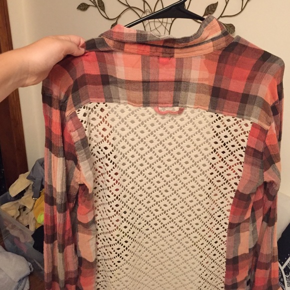Free People Lace Back Flannel