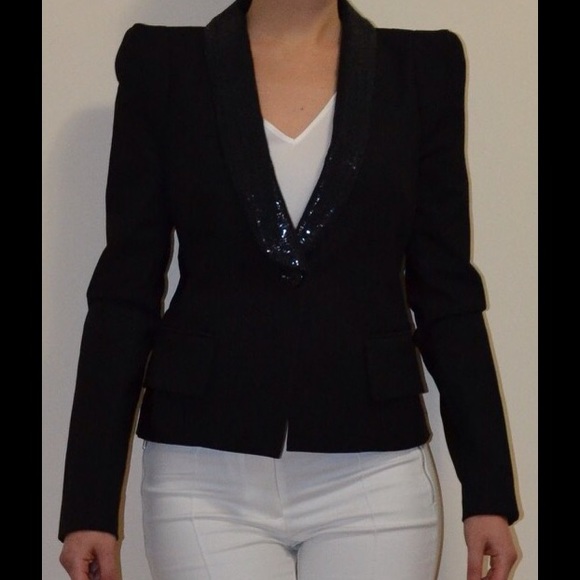 Parker black power pad shoulder sequins BLAZER - S