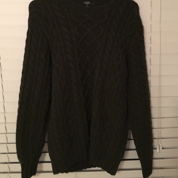 Army green cableknit sweater