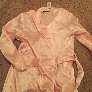 NWT Pale pink silk robe