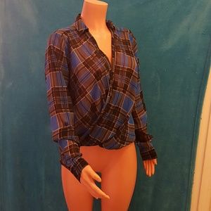 Blue and black plaid shirt