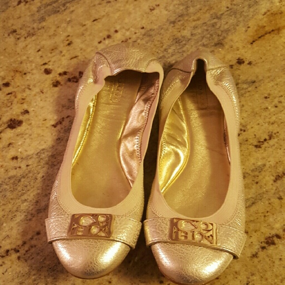 Coach flats, golden/silver! Used once