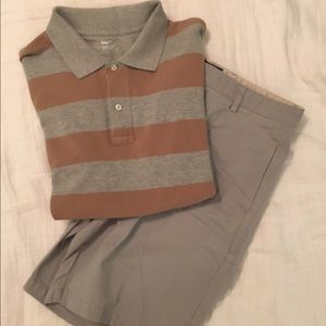 Gray and Tan Stripe Collared Shirt