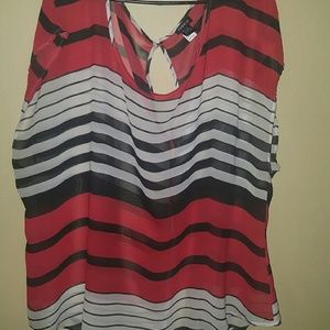 Striped Chiffon Button Back