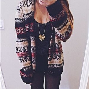 Chunky wool knit sweater cardigan