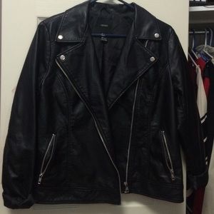 black leather jacket