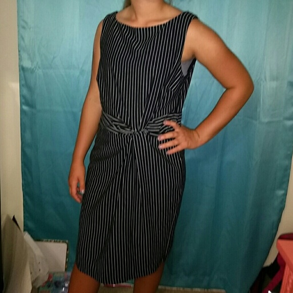 Black and white striped dress