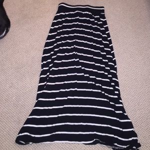 long black and white striped skirt