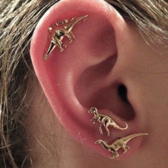 3 Piece Set Dinosaur Earrings - Picture 3 of 4