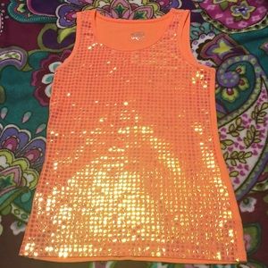 Orange Glittery Tank Top
