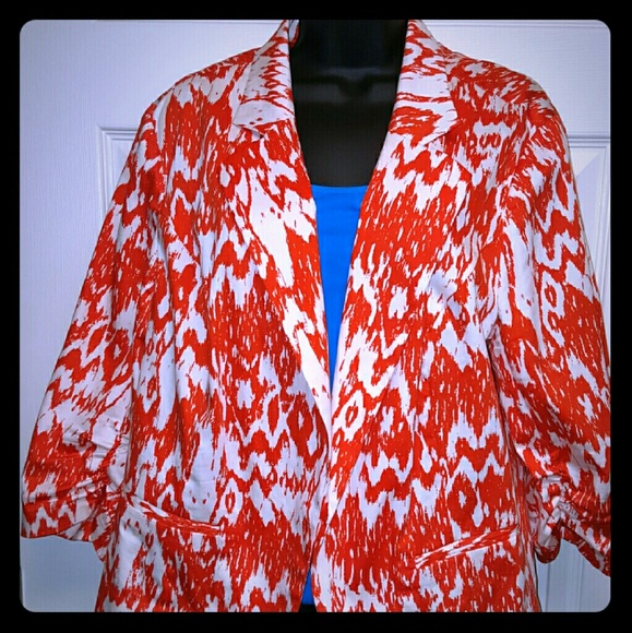 Vibrant orange and white jacket