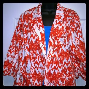 Vibrant orange and white jacket