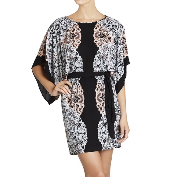 BCBGMAXAZRIA Lois Kimono-Sleeve Printed Dress - Picture 1 of 4