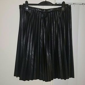 Calvin Klein Perforated Faux Leather Pleated Skirt