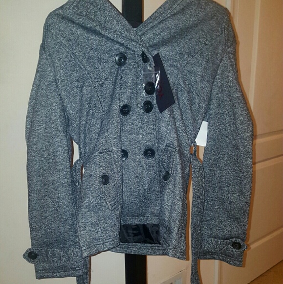 NWT Charcoal Pea Coat with hood