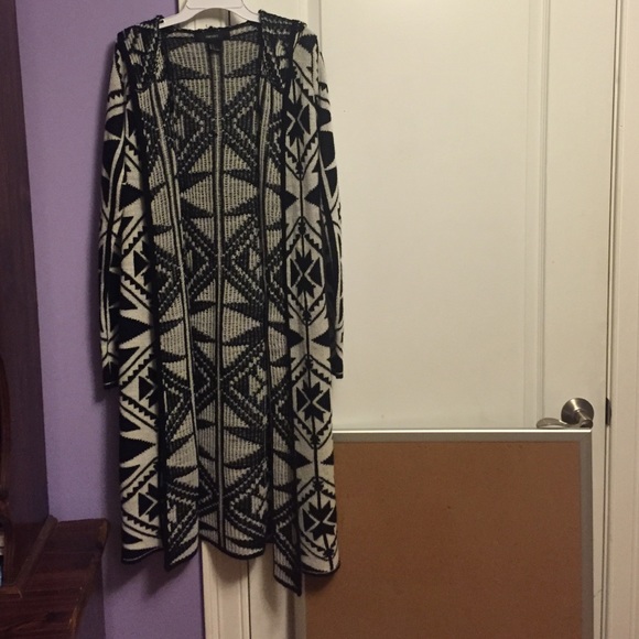 HOODED FOREVER 21 LONG CARDIGAN - Picture 1 of 3