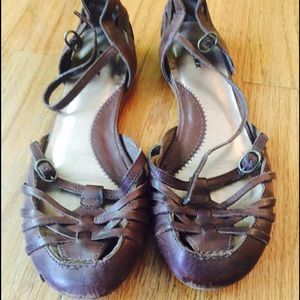 Bronx all leather buckle flats