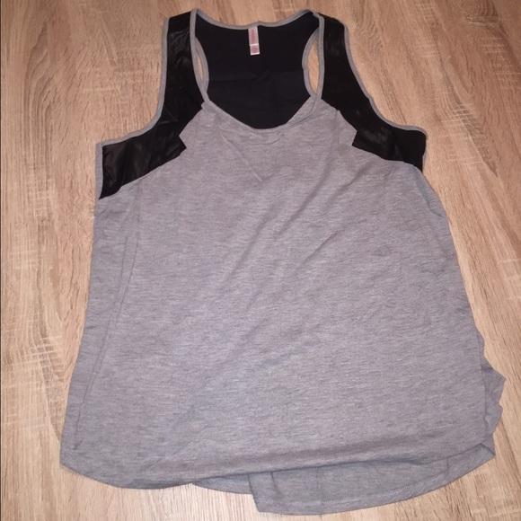 Grey leather strap tank top XXL