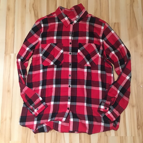 Lace Up Front Flannel Shirt - Picture 3 of 4