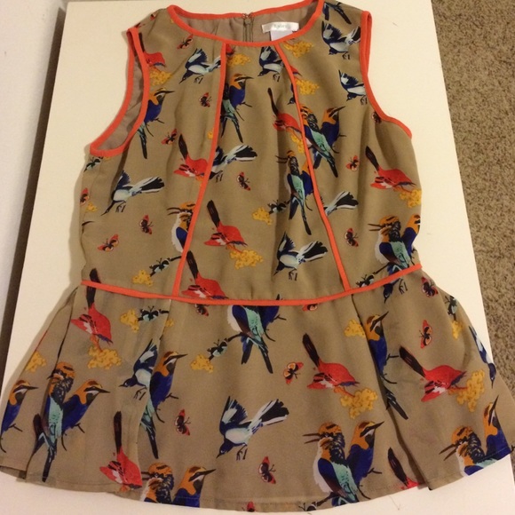 Esley Bird Print Peplum blouse