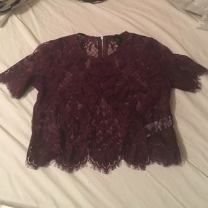 Maroon lace crop top