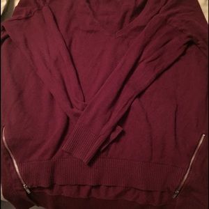 Express V neck sweater with zippers