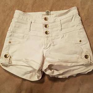 White high-waisted jean shorts