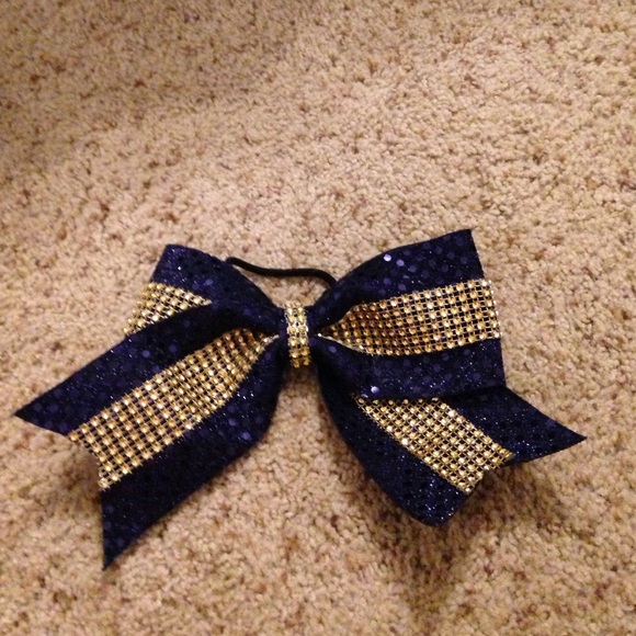 Gold and Navy Blue Cheer Bow