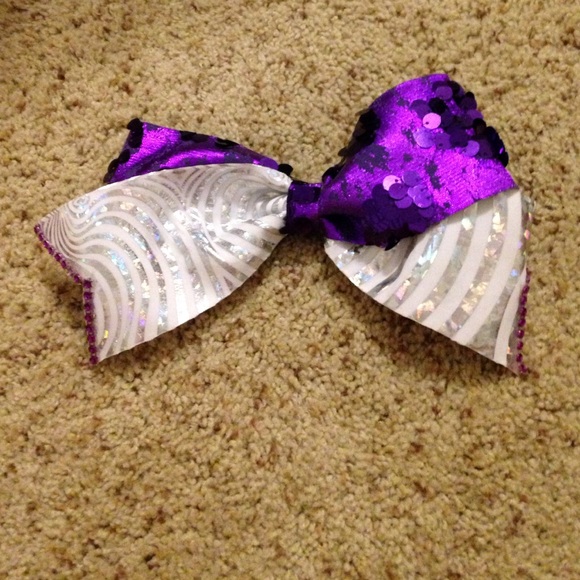 Purple and Silver Cheer Bow