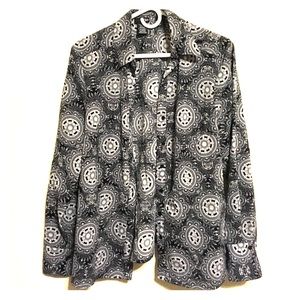 Button Down Long Sleeve Dress Shirt Circle Pattern